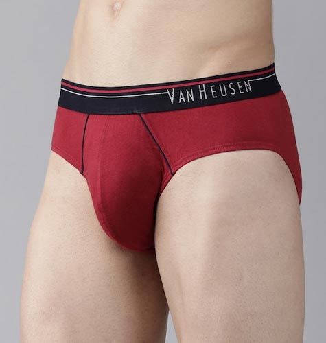 Men Red Solid Antibacterial Brief IHQEBR1P2310003